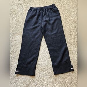 Ic By Connie K Wide Leg Linen Pants Womens L Black Casual Comfort Boho